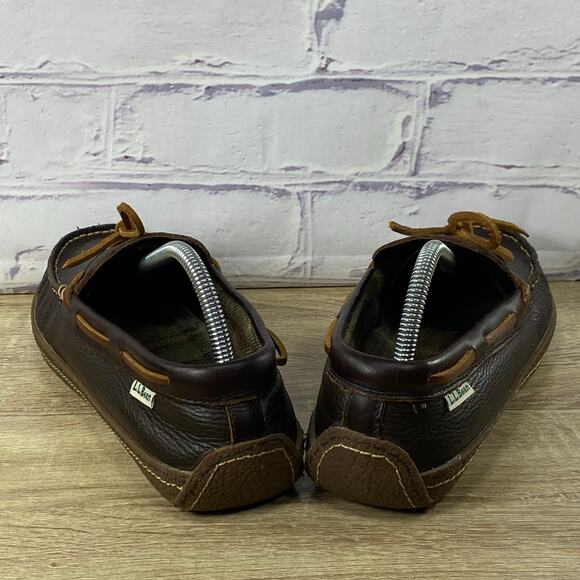 LL Bean Handsewn Brown Flannel Lined Slippers Men's Size 9 M Slip On Shoes - Picture 4 of 8